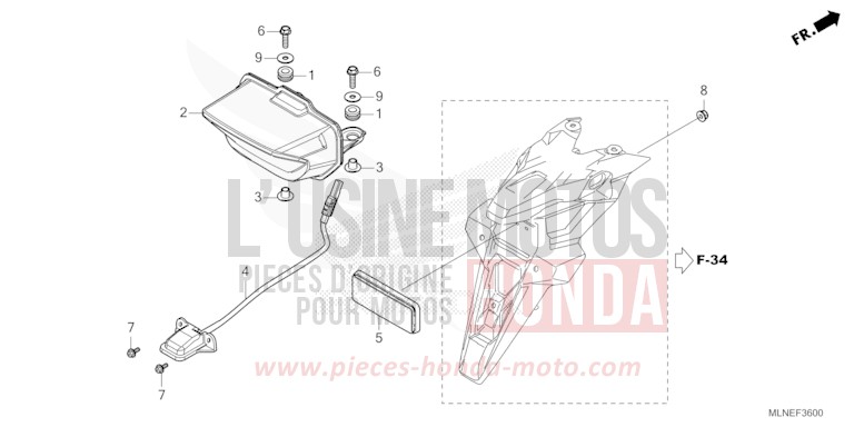FEU ARRIERE/FEU D'IMMATRICULATION de Africa Twin PEARL GLARE WHITE (NHB53) 2025